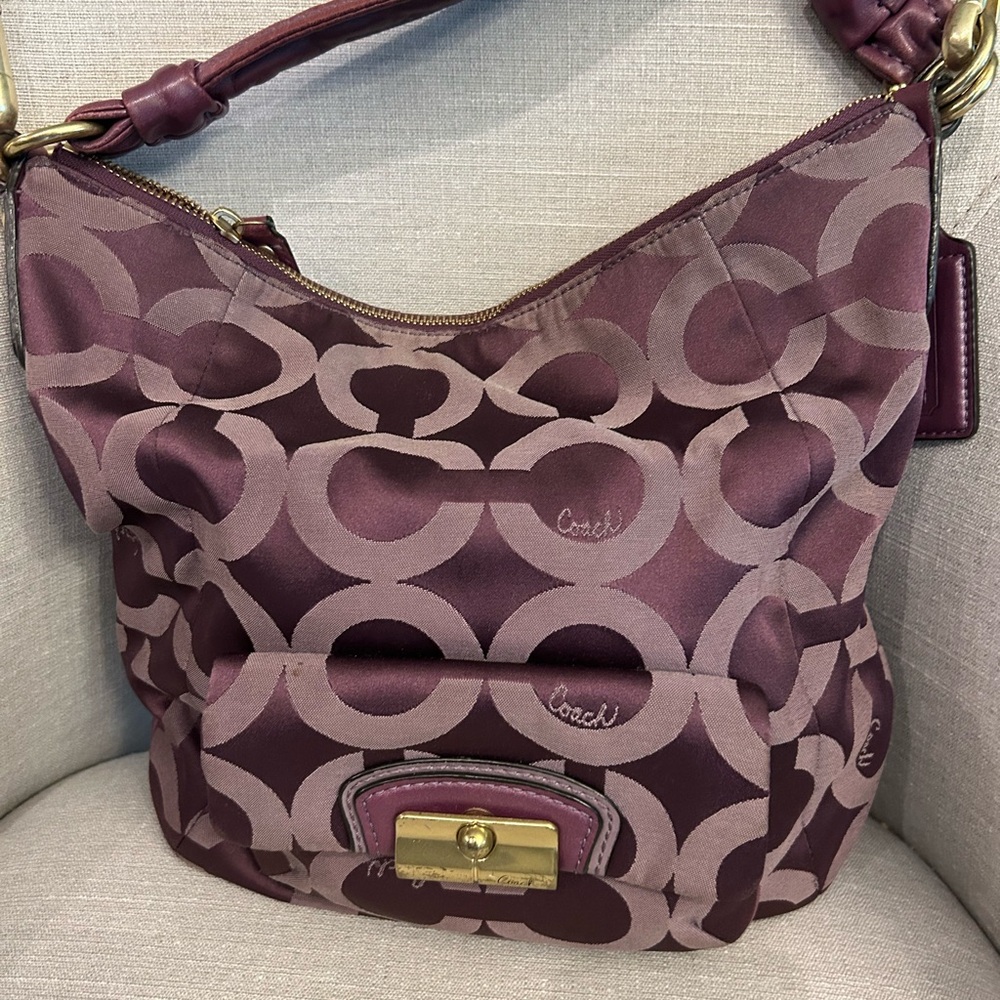 Coach Plum Circle Pattern Hobo Bag